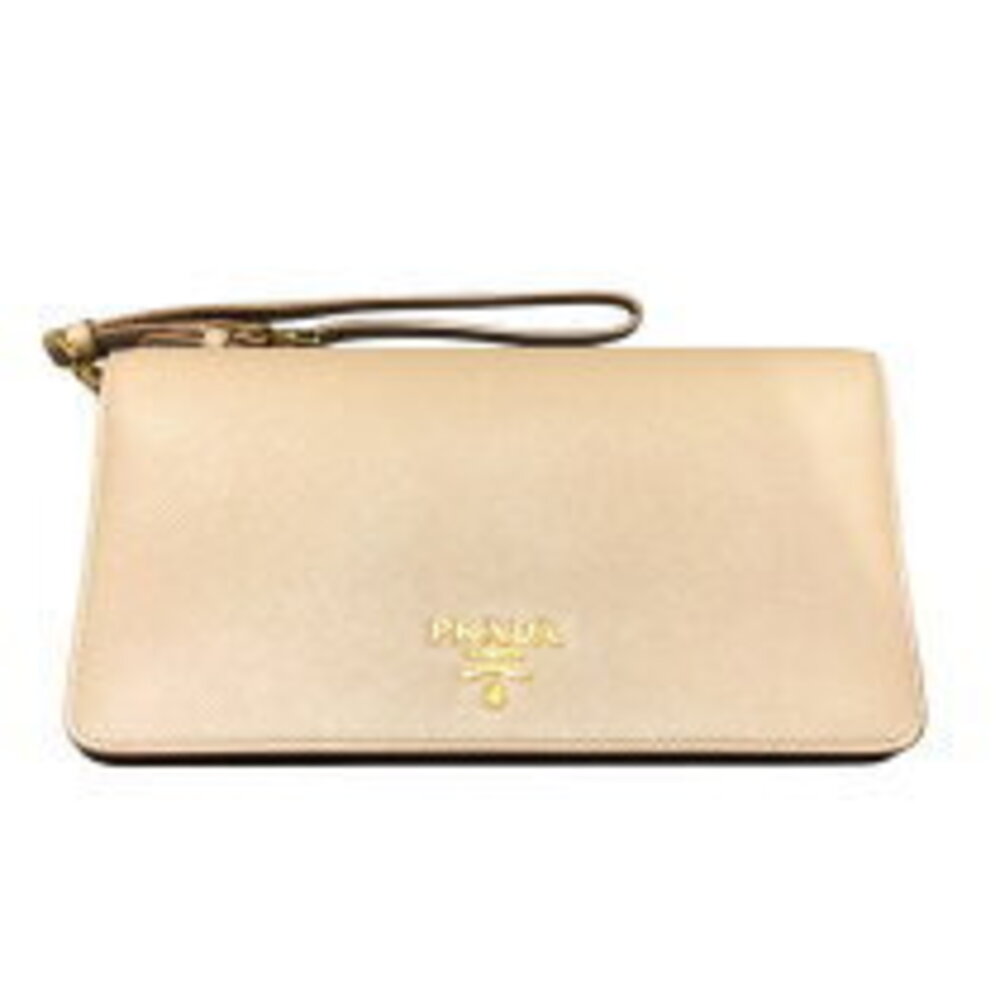Prada Saffiano Chain Shoulder Bag Beige Tan Leather Shoulder Bag